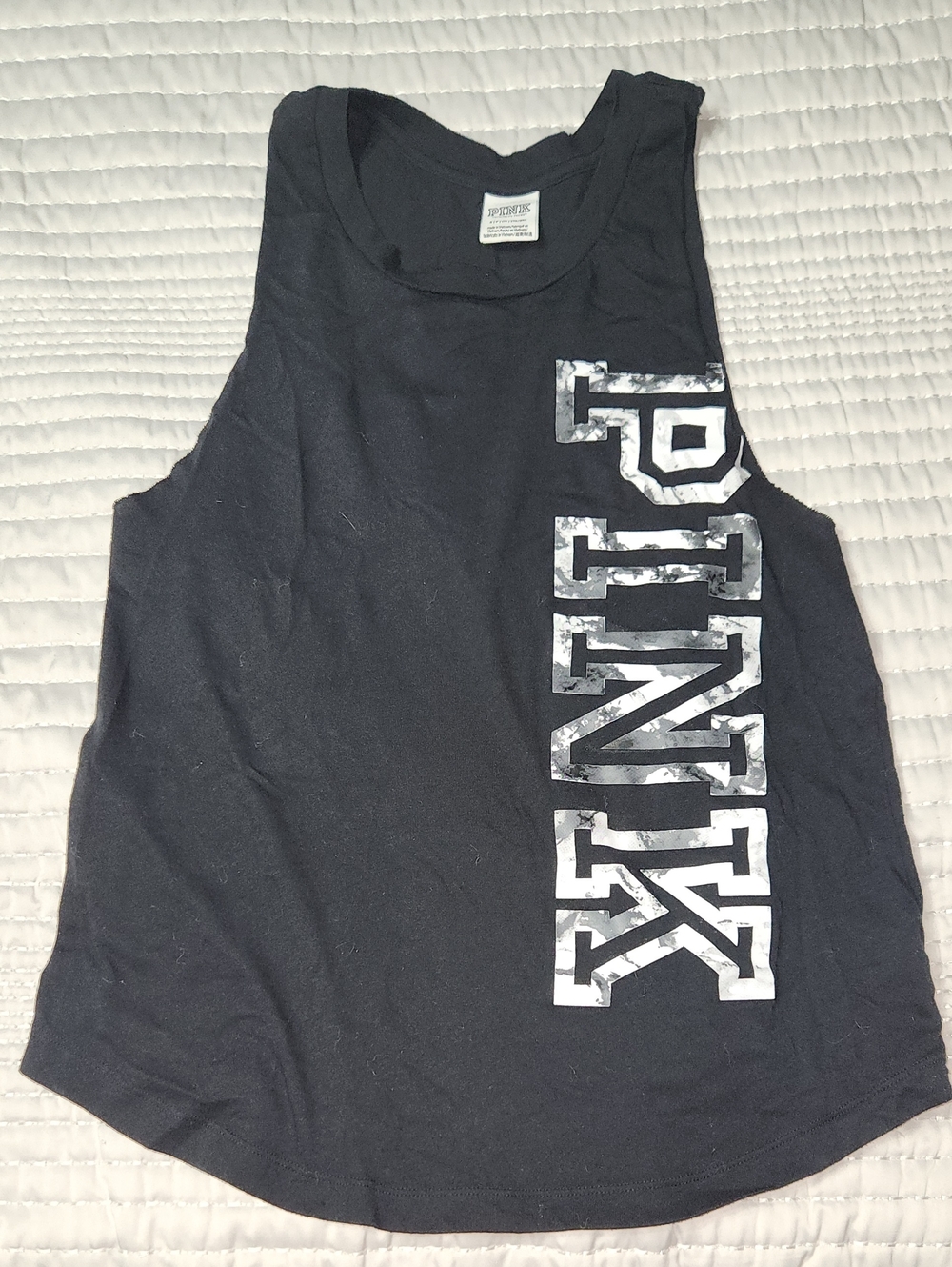 PINK Victoria's Secret Black Muscle Tank with White Logo